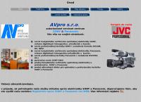 Webová stránka Avpro s. r. o., servis SONY,Panasonic