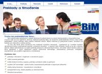 Webová stránka Bim Technologies Slovensko, Spol. S R.o.