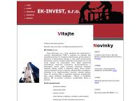 Webová stránka Ek - Invest S.r.o.