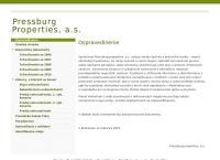 Webová stránka Pressburg Properties a.s.