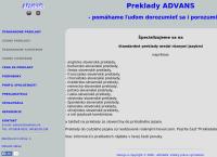 Webová stránka ADVANS