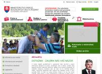 Webová stránka Ministerstvo práce, sociálnych vecí a rodiny Slovenskej republiky