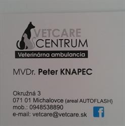Veterinárna ambulancia VETCARE CENTRUM Michalovce MVDr. Peter Knapec